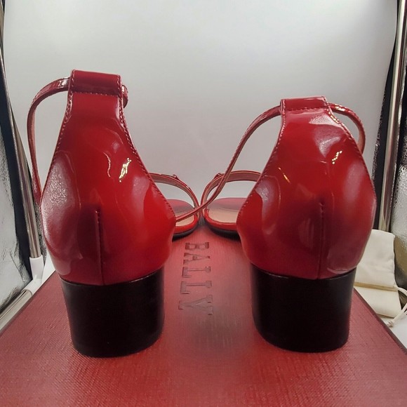 bally cloto calf patent leather women shoes sandals lipstick bnwt - Picture 11 of 12